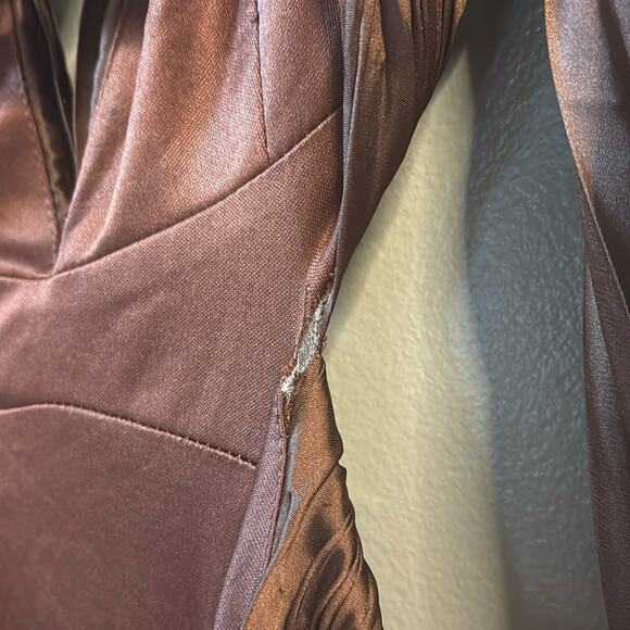 RTR Ieena Mac Duggal Sz 2 Long Sleeve Formal Gown Floor Length Chocolate Brown - Picture 7 of 12